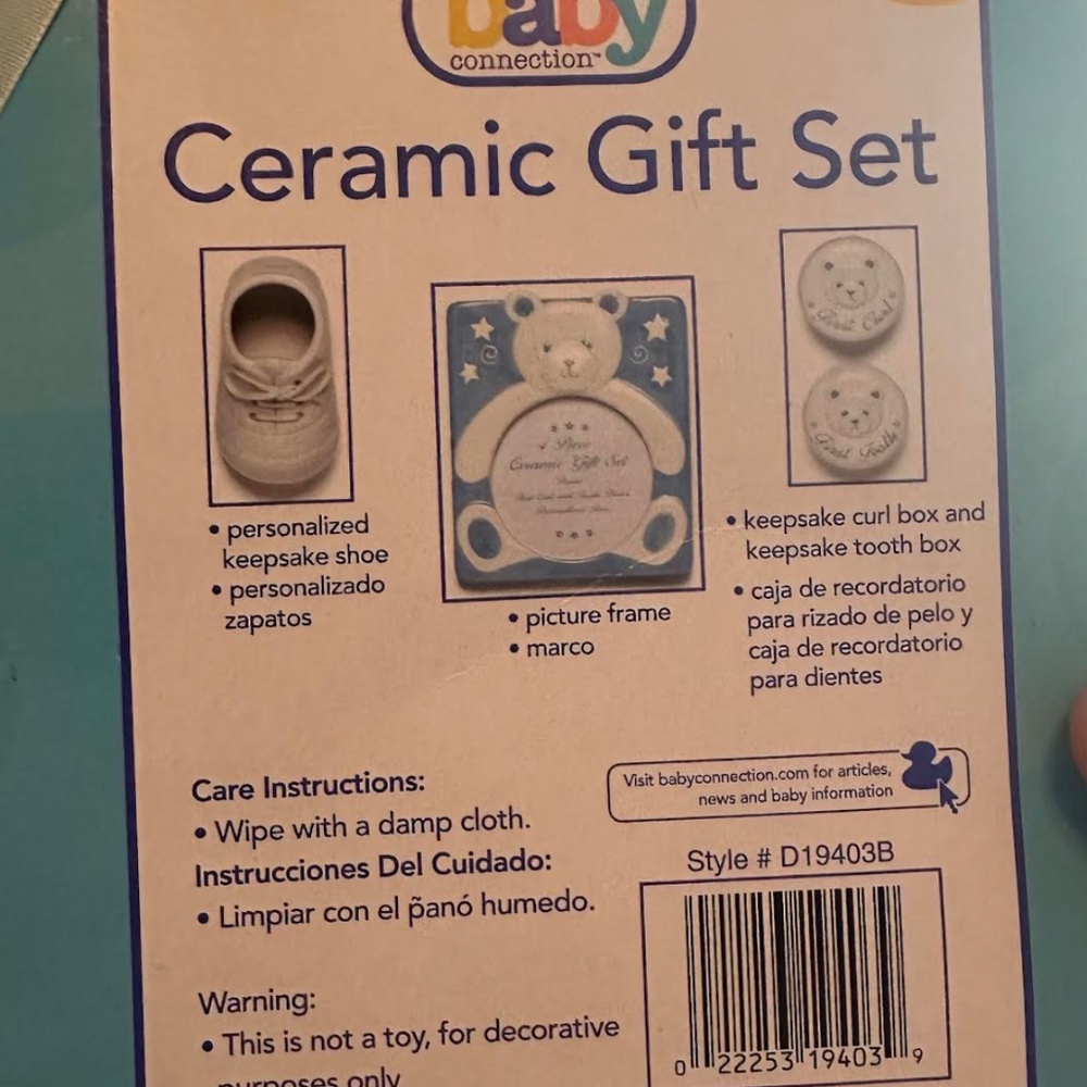 Baby Connection Ceramic 4 PC Baby Boy Tooth, Curl,  Frame and Shoe New Set - Picture 7 of 7